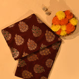 Maroon Gold Zari Meenakari Butti Pure Silk Banarasi Saree With Broad Plain Zari Pallu