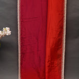 Red Georgette Saree With Hand Embroidered Pearl Medallion Border