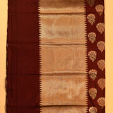 Maroon Gold Zari Meenakari Butti Pure Silk Banarasi Saree With Broad Plain Zari Pallu