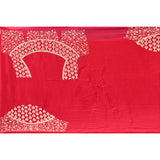 Red Georgette Saree With Hand Embroidered Pearl Medallion Border