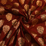 Maroon Gold Zari Meenakari Butti Pure Silk Banarasi Saree With Broad Plain Zari Pallu