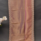 Rose Gold Hand Embroidered Sequin Floral Scalloped Border Saree