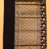 Black Dual Tone Zari All-Over Floral Jaal Pure Silk Banarasi Saree With Paisley Weave Pallu