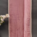 Coral Pink Hand Embroidered Pearl Teardrop Border Saree