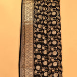 Black Dual Tone Zari All-Over Floral Jaal Pure Silk Banarasi Saree With Paisley Weave Pallu