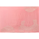 Coral Pink Hand Embroidered Pearl Teardrop Border Saree