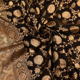 Black Dual Tone Zari All-Over Floral Jaal Pure Silk Banarasi Saree With Paisley Weave Pallu