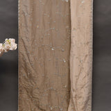 Tan Hand Embroidered Silver Floral Vine Saree