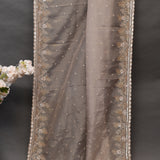 Champagne Gold Hand Embroidered Sequin Fern Pallu Saree