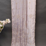 Baby Pink Saree With Silver Vine Embroidery And Sequin Florals