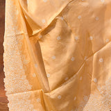 Soft Yellow Floral Silk Blend Saree