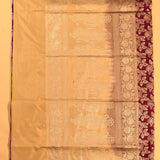 Magenta & Beige Gold Zari Dense Leaf Jaal Pure Silk Banarasi Saree With Silver Zari Paisley Pallu