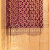 Magenta & Beige Gold Zari Dense Leaf Jaal Pure Silk Banarasi Saree With Silver Zari Paisley Pallu