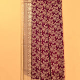 Magenta & Beige Gold Zari Dense Leaf Jaal Pure Silk Banarasi Saree With Silver Zari Paisley Pallu