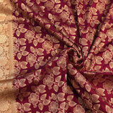 Magenta & Beige Gold Zari Dense Leaf Jaal Pure Silk Banarasi Saree With Silver Zari Paisley Pallu