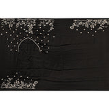Black Hand Embroidered Saree With Silver Zari Floral Border