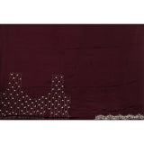 Wine Hand Embroidered Satin Saree With Sequin Floral Border