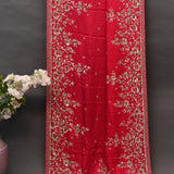 Red Hand Embroidered Saree With Floral Sequin Pallu