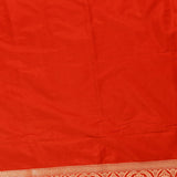 Wine & Red Silver Zari Floral Bouquet Jaal Pure Silk Banarasi Saree With Contrast Red Pallu