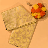 Yellow & Black Silver Zari Floral Jaal Pure Silk Banarasi Saree With Contrast Black Pallu
