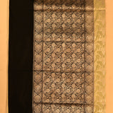 Yellow & Black Silver Zari Floral Jaal Pure Silk Banarasi Saree With Contrast Black Pallu