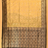 Yellow & Black Silver Zari Floral Jaal Pure Silk Banarasi Saree With Contrast Black Pallu