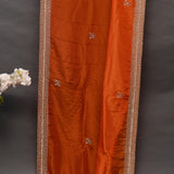 Orange Hand Embroidered Georgette Saree With Multi-Row Sequin Border