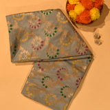 Grey Gold Zari Meenakari Jaal Pure Silk Banarasi Saree With Dense Floral Zari Pallu