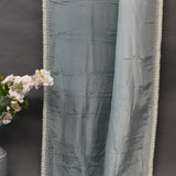 Dusty Blue Georgette Saree With Heavy Pearl Teardrop Border