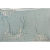 Dusty Blue Georgette Saree With Heavy Pearl Teardrop Border