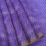 Purple Organza Saree With Bandhani Print And Mirror Work Border