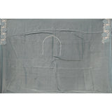Grey-Blue Geometric Weave Saree With Hand Embroidered Beaded Border