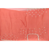 Peach Hand Embroidered Georgette Saree With Floral Sequin Border