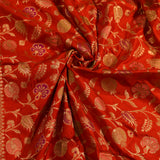 Red Gold Zari Meenakari Floral Jaal Pure Silk Banarasi Saree With Oval Medallion Pallu