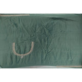 Bottle Green Hand Embroidered Saree With Intricate Gold Zari Border