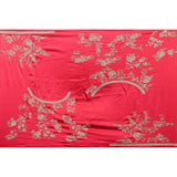 Red Pink Georgette Saree With Hand Embroidered Gold Sequin Floral Border
