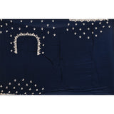 Navy Blue Hand Embroidered Georgette Saree With Floral Sequin Border