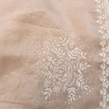 Peach Organza Hand Embroidered Pearl Sequin Floral Saree