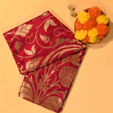 Magenta Gold Zari Large Lotus Floral Jaal Pure Silk Banarasi Saree