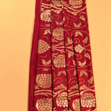 Magenta Gold Zari Large Lotus Floral Jaal Pure Silk Banarasi Saree
