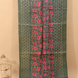 Red Ikat-Print Saree With Patola-Style Elephant Motif And Sequin Border