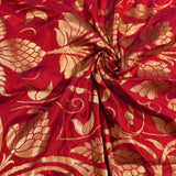 Magenta Gold Zari Large Lotus Floral Jaal Pure Silk Banarasi Saree