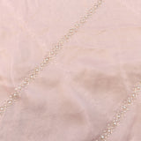 Baby Pink Organza Hand Embroidered Pearl Zigzag Saree