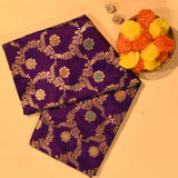 Deep Violet Gold Zari Meenakari Swirl Jaal Pure Silk Banarasi Saree With Dense Floral Pallu