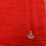 Red Hand Embroidered Gold Sequin Floral Scalloped Border Saree