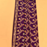 Deep Violet Gold Zari Meenakari Swirl Jaal Pure Silk Banarasi Saree With Dense Floral Pallu
