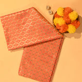Coral Copper Zari Geometric Trellis Jaal Pure Silk Banarasi Saree With Dense Floral Pallu