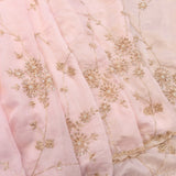 Blush Pink Hand Embroidered Gold Sunburst Floral Saree