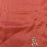 Coral Pink Hand Embroidered Sequin Striped Border Saree