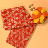 Red & Beige Dual Tone Zari Floral Jaal Pure Silk Banarasi Saree With Broad Plain Zari Pallu